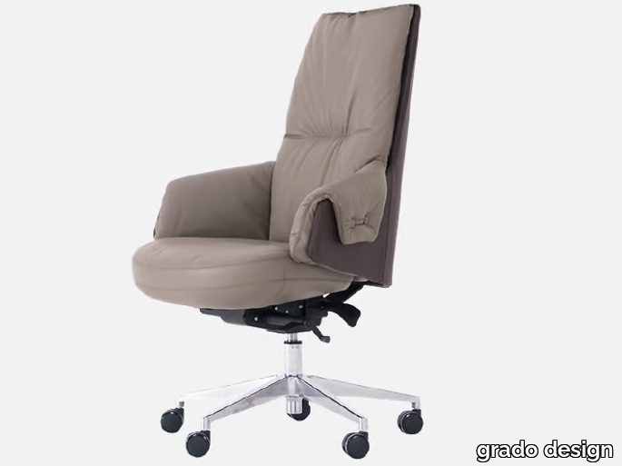 LORD - Swivel upholstered leather office chair with armrests _ grado design