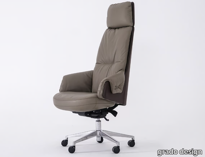 LORD - Swivel leather executive chair with headrest _ grado design