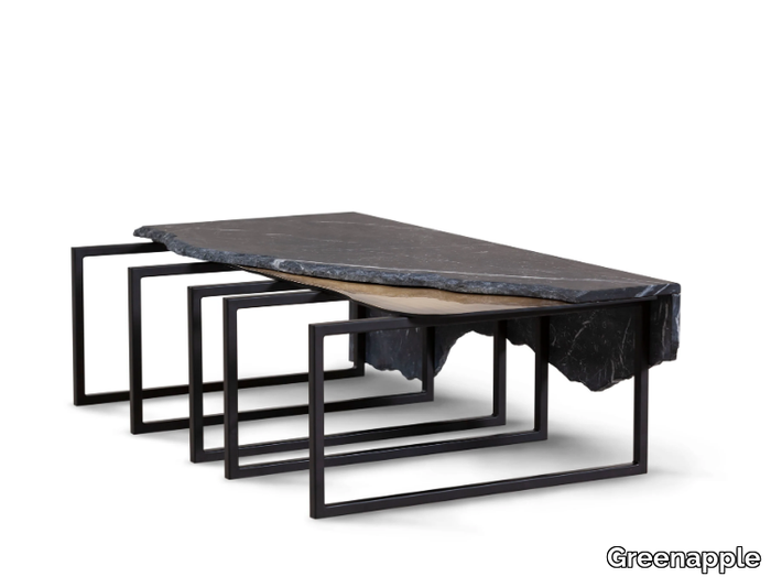 AIRE - Nero Marquina marble and brass coffee table _ Greenapple