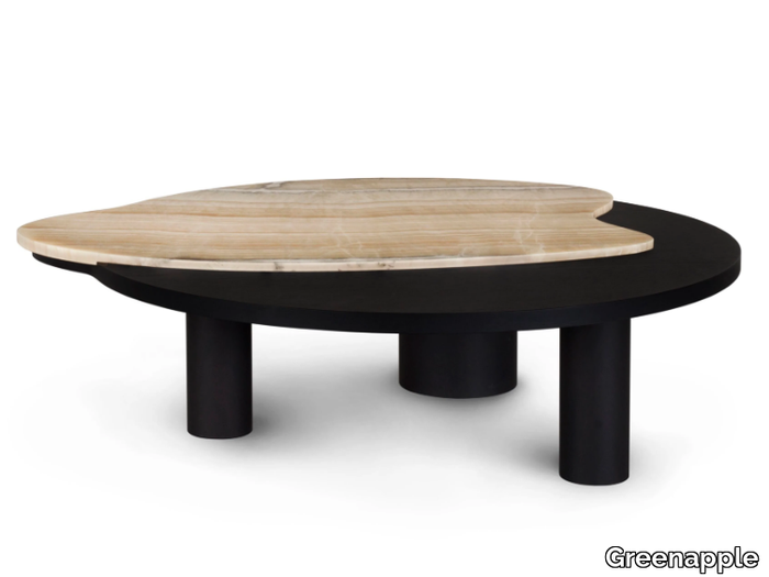 BORDEIRA - Low oak and Shadow onyx marble coffee table _ Greenapple