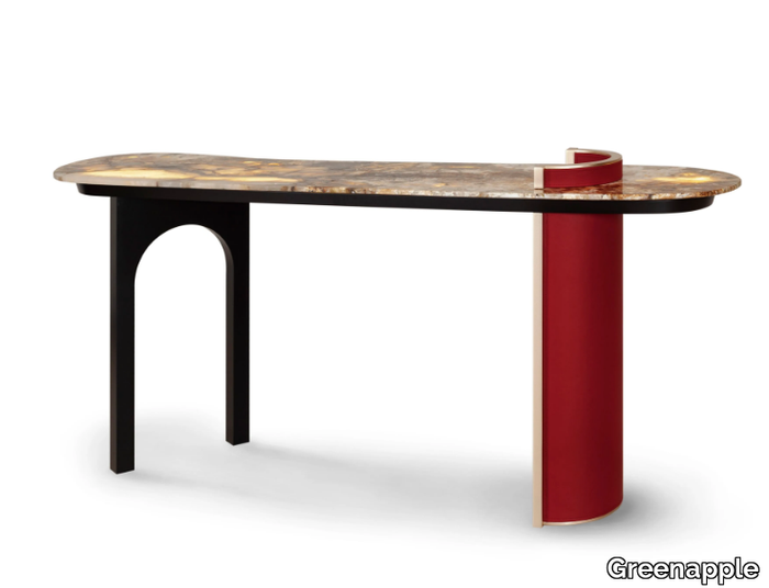 CHIADO - Oval granite and wooden console table _ Greenapple