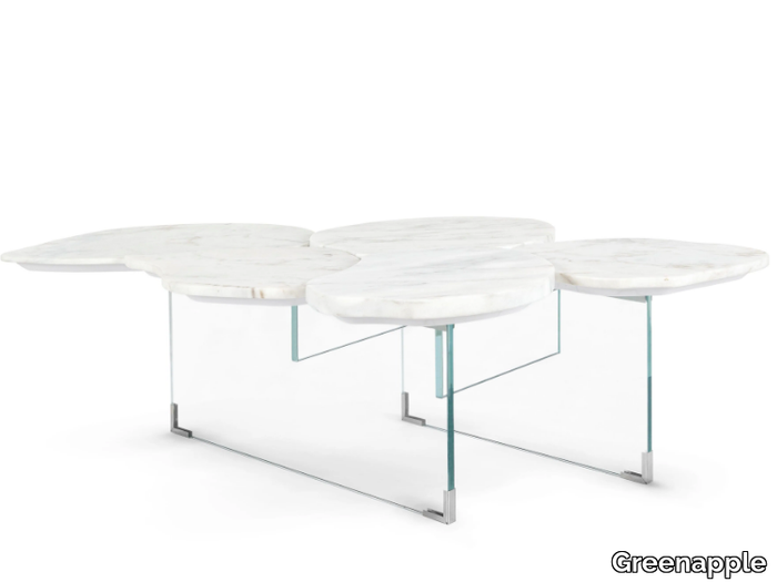 INFINITY - Calacatta marble and glass coffee table _ Greenapple