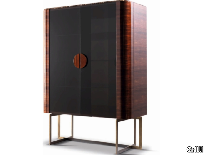 YORK - Wood and glass display cabinet with integrated lighting _ Grilli