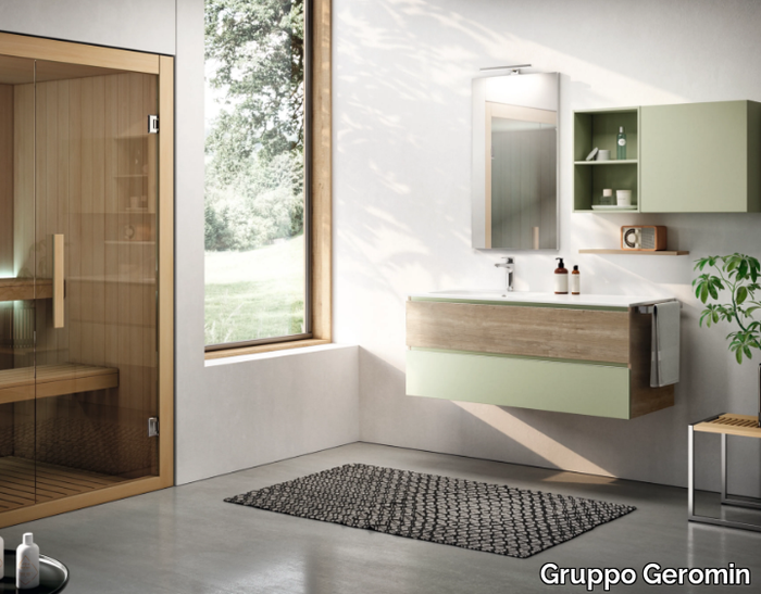 CHANGE CHA05 - Wall-mounted single vanity unit with drawers _ Gruppo Geromin