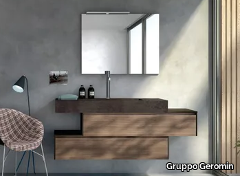 CHANGE CHA12 - Wall-mounted single vanity unit with drawers _ Gruppo Geromin