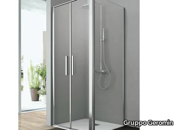 LINE - Corner shower cabin with two saloon doors and one fixed side _ Gruppo Geromin