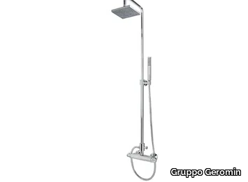 Thermostatic shower panel - Wall-mounted shower panel with hand shower with overhead shower _ Gruppo Geromin