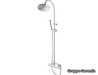 Shower panel with overhead shower - Wall-mounted shower panel with hand shower with overhead shower _ Gruppo Geromin