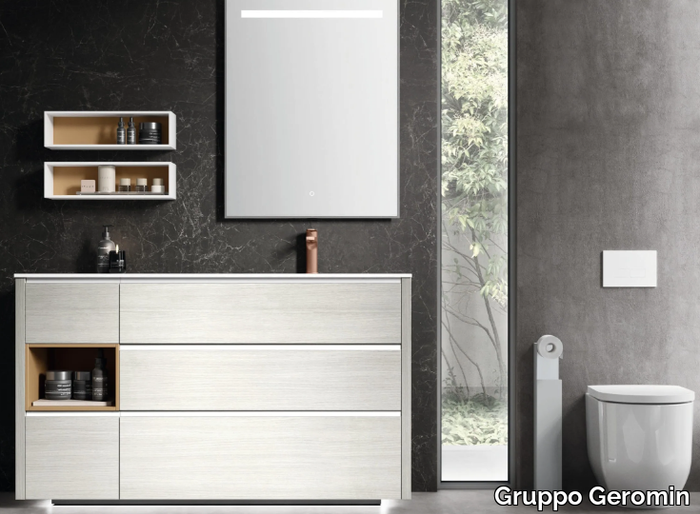 RIVA 03 - Floor-standing wooden vanity unit with integrated washbasin _ Gruppo Geromin