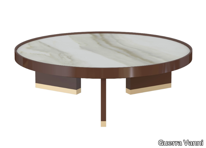 VULCANO - Low coffee table with ceramic top and wood base _ Guerra Vanni