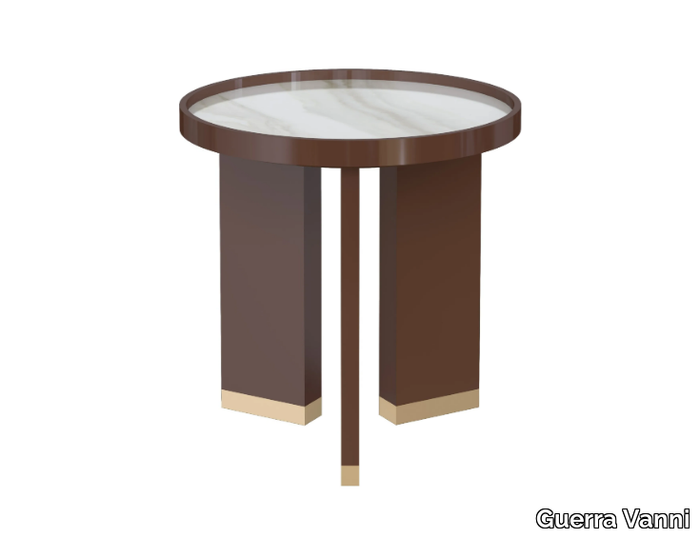 VULCANO - Round coffee table with ceramic top and wood base _ Guerra Vanni