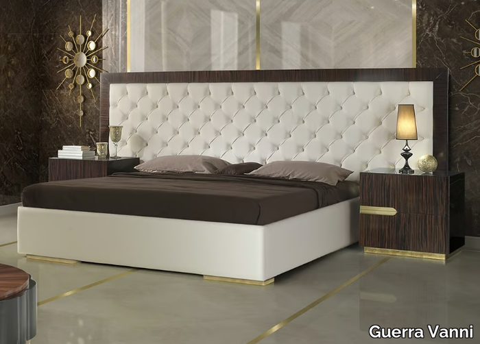 ART - Wood veneer double bed with tufted headboard _ Guerra Vanni