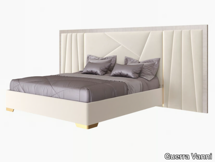 CLIZIA - Eucalyptus double bed with upholstered headboard _ Guerra Vanni