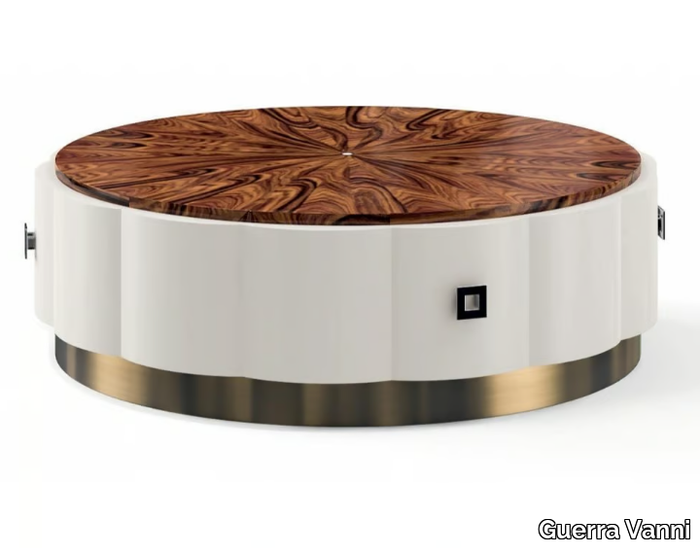 OSCAR - Low round wood veneer coffee table _ Guerra Vanni