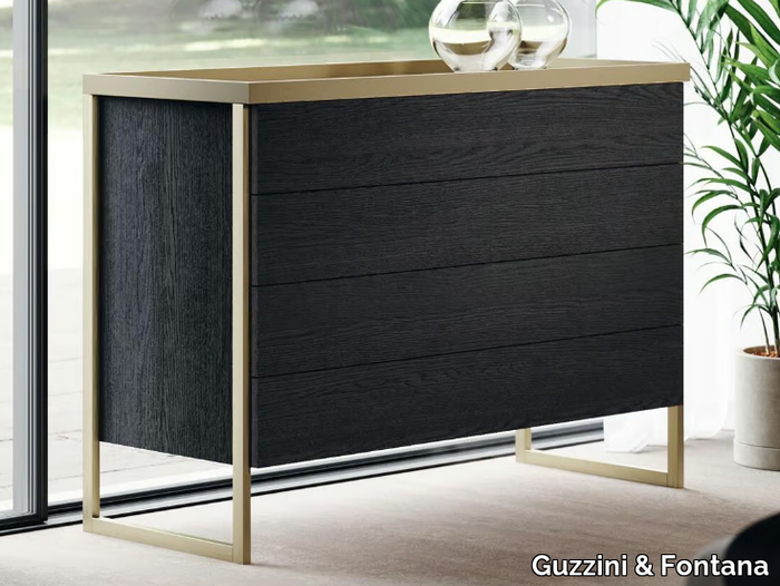 MISTY TRAY - Aluminium and wood chest of drawers _ Guzzini & Fontana