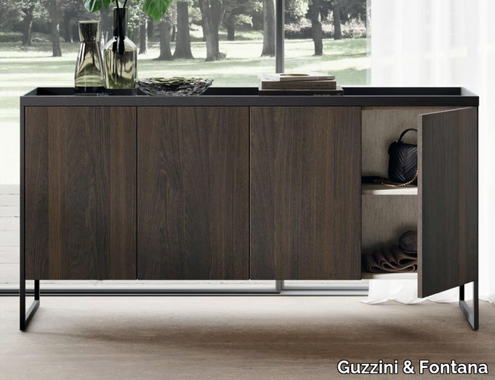 MISTY TRAY - Aluminium and wood sideboard with doors _ Guzzini & Fontana