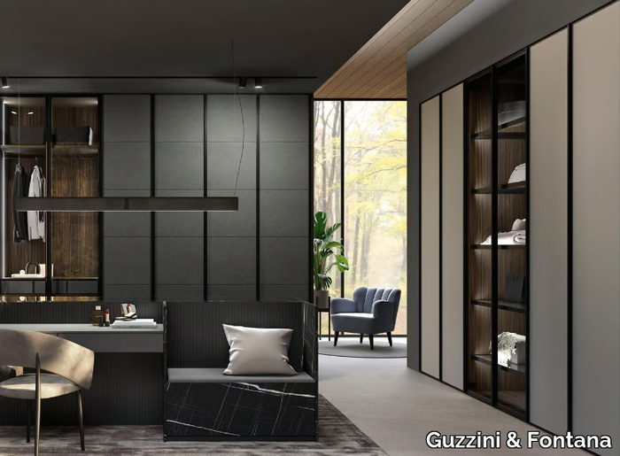 SHINE - Sectional custom glass and aluminium wardrobe _ Guzzini & Fontana