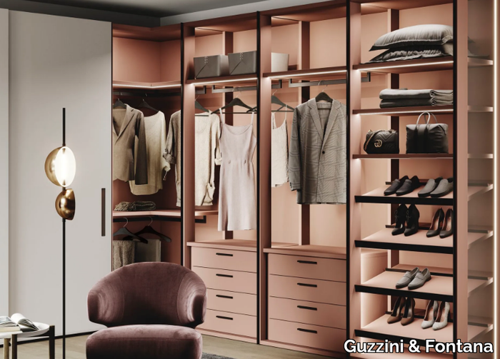 UNLIMITED - Custom sectional aluminium and wood wardrobe with drawers _ Guzzini & Fontana