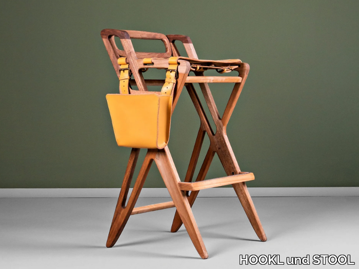 TRIANGLE - High solid wood stool with footrest _ HOOKL und STOOL