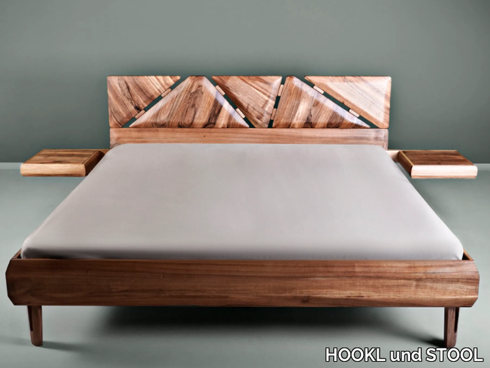 MISTA - Solid wood double bed with integrated nightstands _ HOOKL und STOOL