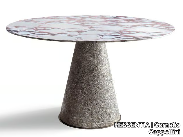 CHEOPE - Round dining table with metal base and marble top _ HESSENTIA | Cornelio Cappellini