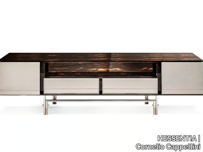 HARBOUR - Ziricote wood sideboard with mirrored door with drawers _ HESSENTIA | Cornelio Cappellini