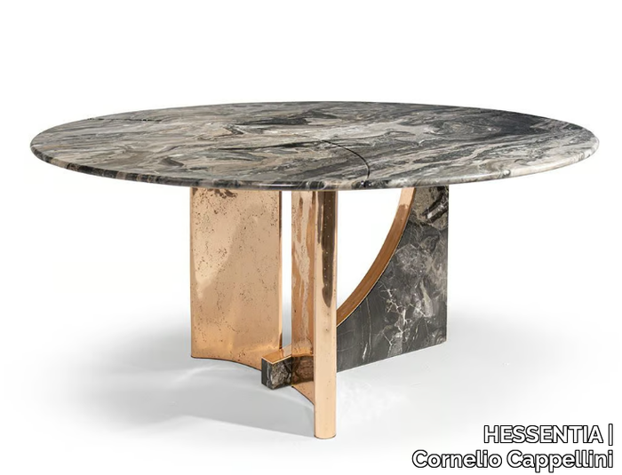 SPINNAKER - Round marble table with metal base _ HESSENTIA | Cornelio Cappellini