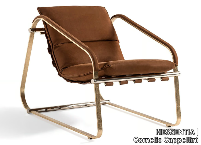 PAULINE - Sled base leather armchair with armrests _ HESSENTIA | Cornelio Cappellini