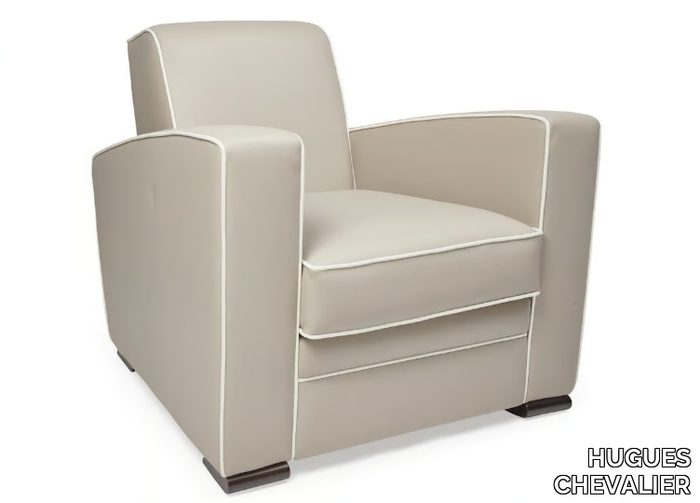 CITIZEN - Upholstered tanned leather armchair with armrests _ HUGUES CHEVALIER