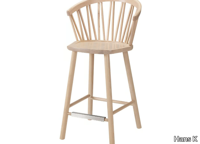 ZIGZAG 660BL - Ash stool with armrests _ Hans K