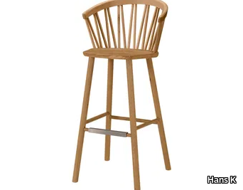 ZIGZAG 660 - High oak stool with armrests _ Hans K