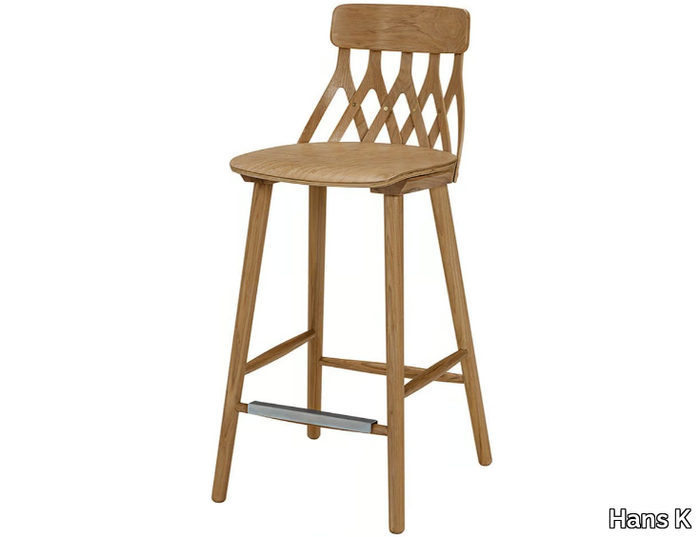 Y5 680 - High oak stool with footrest _ Hans K