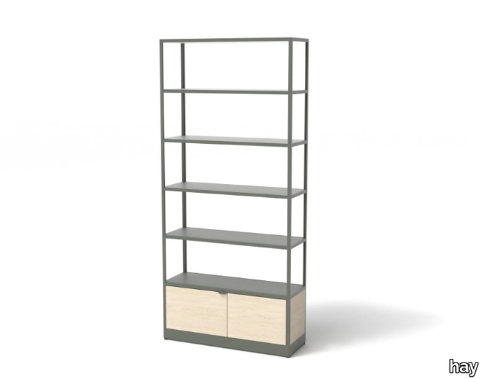 NEW ORDER COMB. 601 - Open aluminium and wood bookcase _ Hay