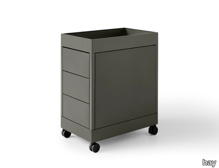 NEW ORDER TROLLEY - Aluminium office drawer unit with castors _ Hay