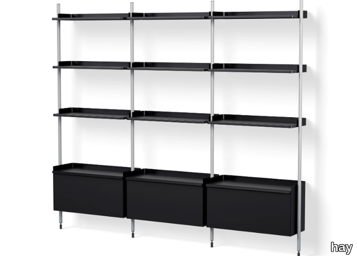 PIER SYSTEM 133 - Open wall-mounted sectional Anodized aluminium bookcase _ Hay