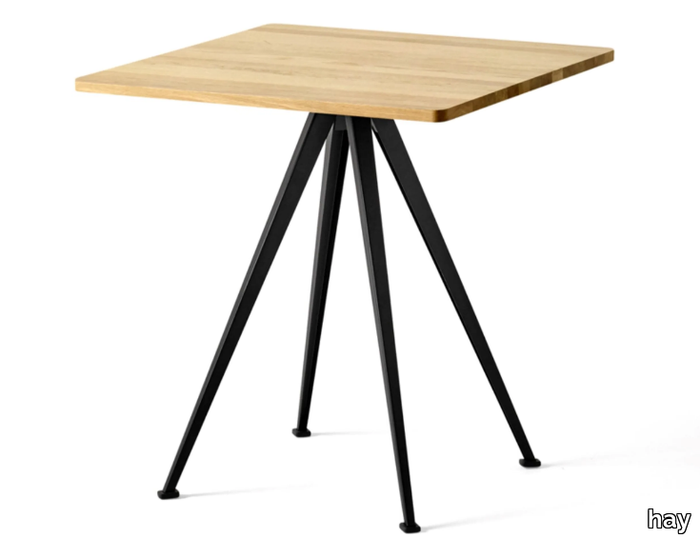 PYRAMID CAFÉ TABLE 21 - Square steel and wood table _ Hay