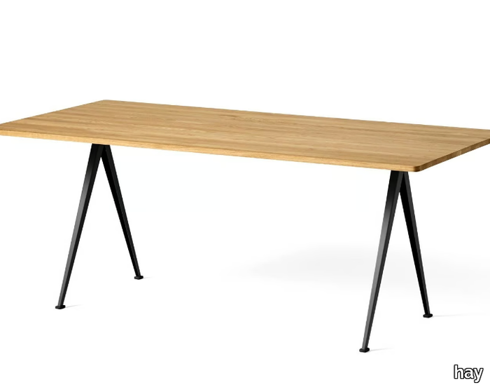 PYRAMID TABLE 02 - Rectangular steel and wood table _ Hay