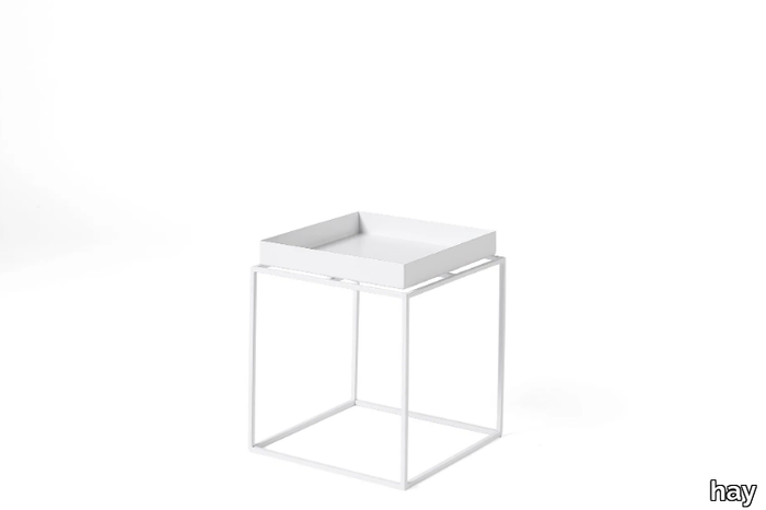 TRAY TABLE - Square steel side table with tray _ Hay