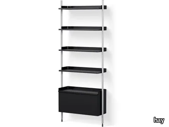 PIER SYSTEM 121 - Wall-mounted Anodized aluminium bookcase _ Hay