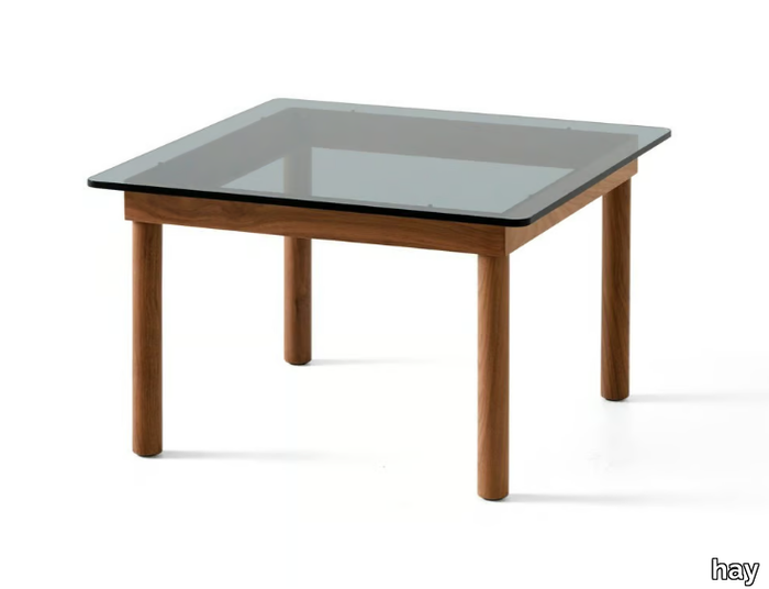 KOFI - Low square wood and glass coffee table _ Hay