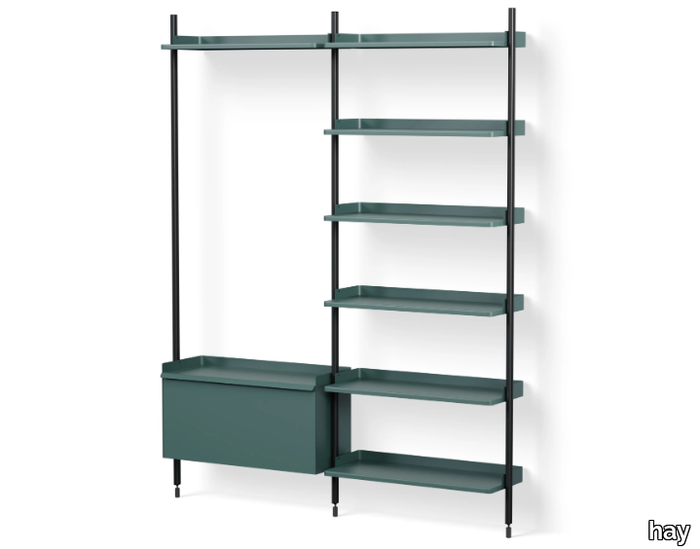 PIER SYSTEM 152 - Wall-mounted sectional Anodized aluminium bookcase _ Hay