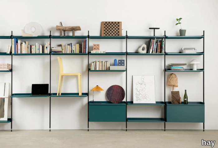 PIER SYSTEM - Sectional Anodized aluminium bookcase _ Hay