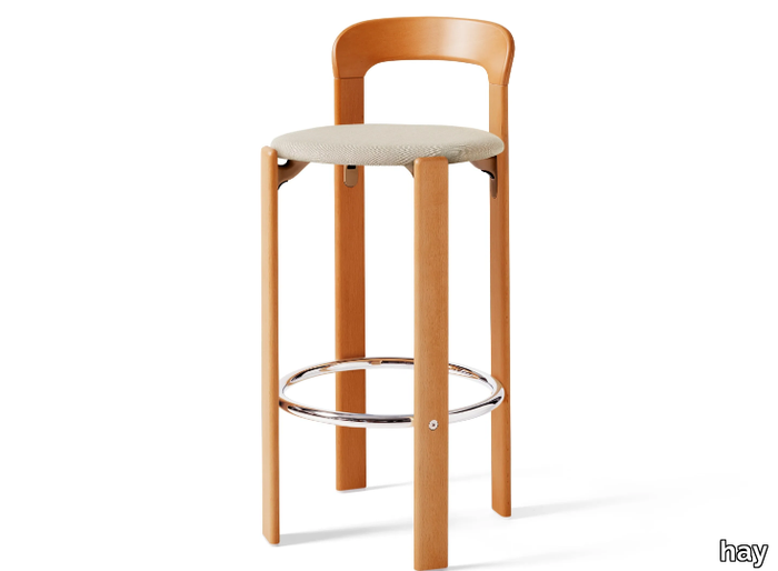 REY - High beech stool with integrated cushion _ Hay