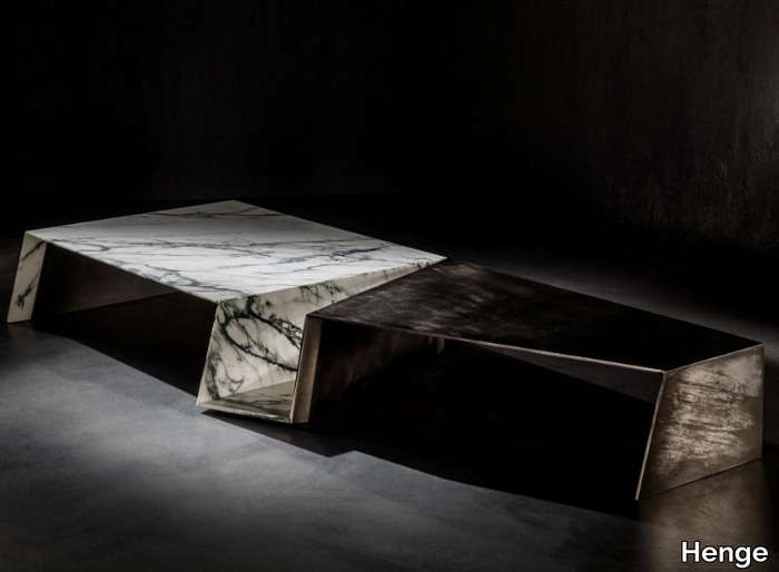 ORIGAMI - Low pewter and stone coffee table _ Henge