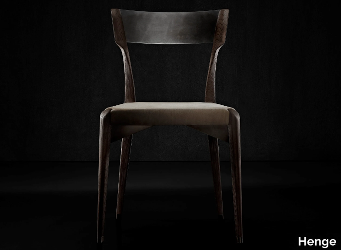 CHAIR-VA - Wooden chair with leather covered seat _ Henge