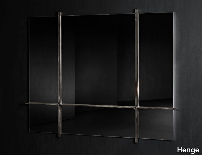 EDGE - Wall-mounted metal mirror with shelf _ Henge