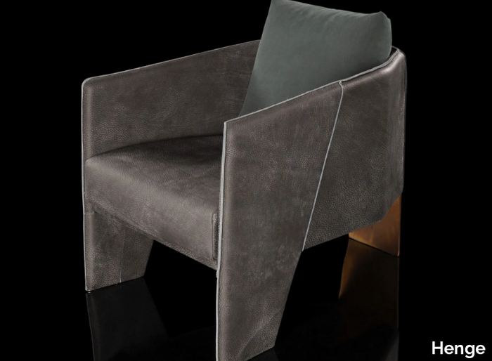 KETCH - Leather armchair with armrests _ Henge