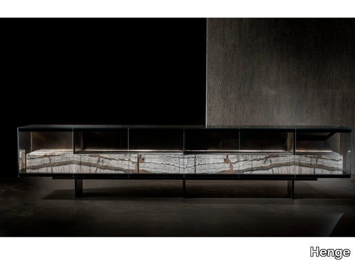 TEKE - Glass sideboard with stone interiors _ Henge