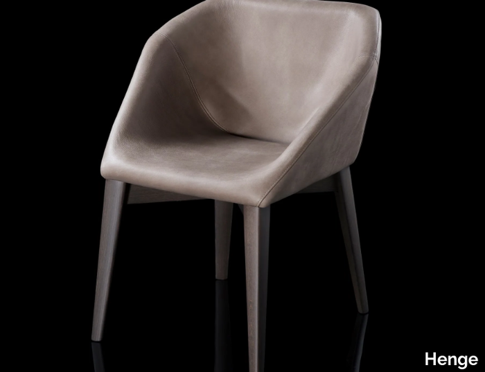 W-HEXAGON - Upholstered leather chair with armrests _ Henge