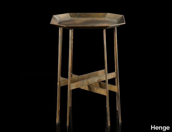 OCTAGON - Octagonal brass high side table _ Henge